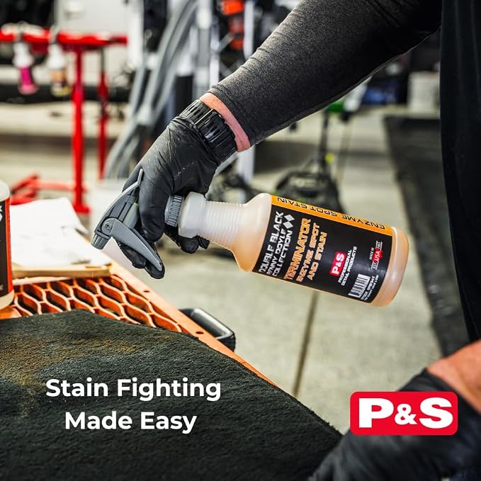 P & S PROFESSIONAL DETAIL PRODUCTS Terminator Enzyme Spot & Stain Remover – Professional Upholstery & Carpet Cleaner, Eliminates Grease, Dirt, Protein-Based Stains, Fresh Scent - 32 Oz.