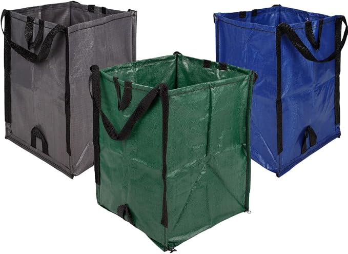 DURASACK Heavy Duty Home and Yard Bags, Multicolored, 3 Pack | 48-Gallon Reusable Self-Standing Lawn and Leaf Bags Garbage Can with Reinforced Handles