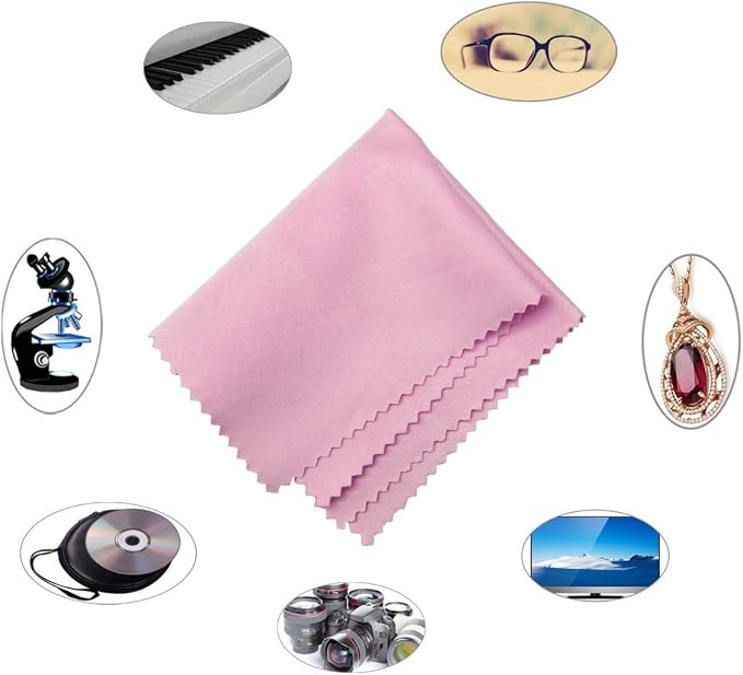 Microfiber Screen Cleaning Cloths, HTTX 4-Pack 6 x 7 inches for Cell Phones, Tablets, LCD TV, Laptop, Camera Lenses, Surface Tablet, Monitor, Car GPS Screens, Spectacles, Glasses, Watches [Pink]