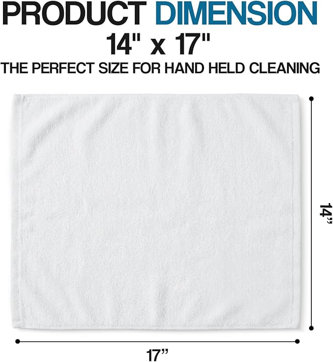 Avalon Towels Bar Towels (Pack of 60) Size 14x17 Inches – 100% Cotton, Absorbent and Reusable Cleaning Rags, Multipurpose Cleaning Towels, Terry Cloth Rags, Durable Shop Rags (White)