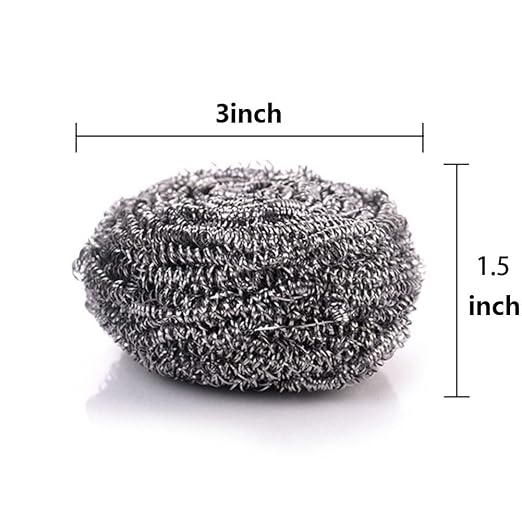 KTOJOY 6 Pack Stainless Steel Wool Scrubber, Scouring Pads | Stainless steel scrubbers for kitchen, bathroom, pots, pans, grill; heavy duty, reusable, removes stubborn stains