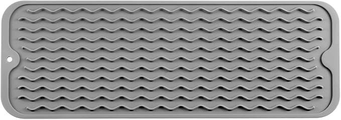 MicoYang Silicone Dish Drying Mat for Multiple Usage,Easy clean,Eco-friendly,Heat-resistant Silicone Mat for Kitchen Counter,Sink,Bar,Bottle,or Cup Grey M 17 inches x 6 inches