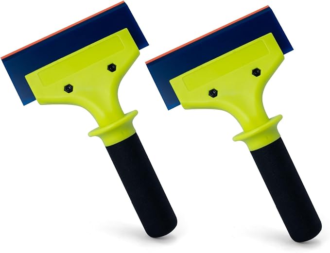 NEWISHTOOL 2 Pack Rubber Squeegee with Nylon Handle for Water Removal, Glass Cleaning, PPF Installing and Window Film Application (5-Inch Blade with Short Handle)