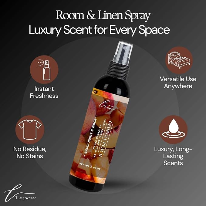 Lapew Room & Linen Spray | Fragrance Mist for Home, Car & Office | Fabric & Air Freshener | Neutralizing Mist | Made in USA | Georgia Peach