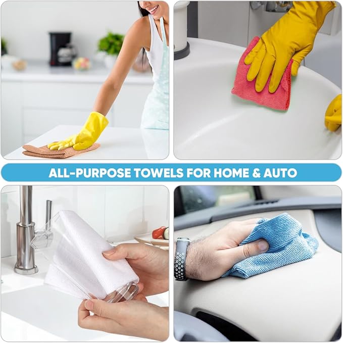 AIDEA Microfiber Cleaning Cloth Roll-75PK, Paper Towels 11.5"×11.5", Coffee | Reusable Tear Away Cloth, Microfiber Towels Washable Shop Rags, Lint Free Cleaning Rags for House, Kitchen, Cleaning Supplies