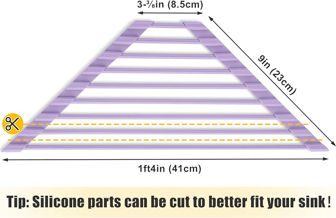 Tomorotec Compact Silicone-Coated Triangle Dish Drying Rack for Sink Corner - Foldable Stainless Steel Over-The-Sink Organizer and Storage Shelf (Light Purple)