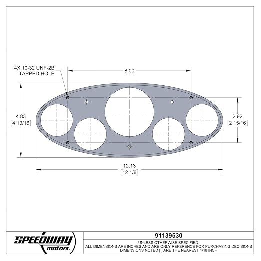 Speedway Motors Billet Aluminum Dash Gauge Panel Polished Insert with 5 Precut Gauge Holes for Street Rod Hot Rod Dashboard Instrument Cluster Mount, Compatible with 1932 Fords