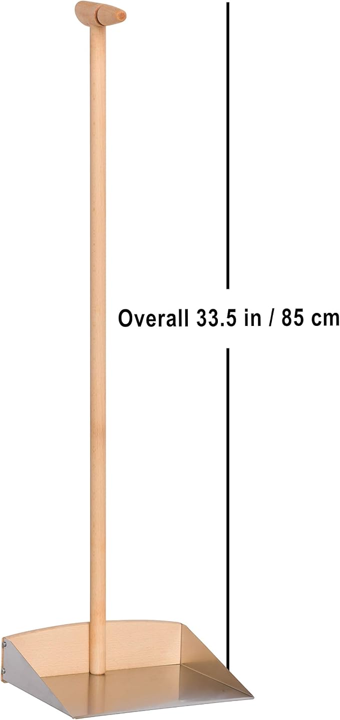 REDECKER Horsehair Broom & Stainless Steel Dust Pan Set - Oiled Beechwood Handles, 35-3/8 Inch - Broom & Dustpan Combo for Home, Kitchen, Outdoor Use - Wooden Broom and Dustpan Set, Made in Germany