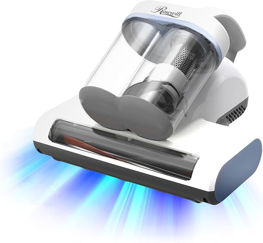 Rosewill Mattress Vacuum Cleaner: UV-C Light & High Heating Tech, 350W 13Kpa Strong Suction, Deep Cleaning Bed Handheld Vacuums for Sofa/Bed/Pet Hair, Corded - Sky Blue