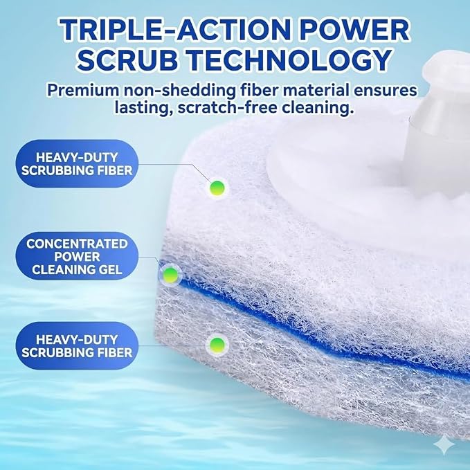 60pcs Disposable Toilet Brush Refills, Toilet Bowl Cleaner Refill Pads, Compatible with Most Toilet Cleaning Wands & Systems, Disposable Scrubber Refill Heads for Deep Bathroom Cleaning