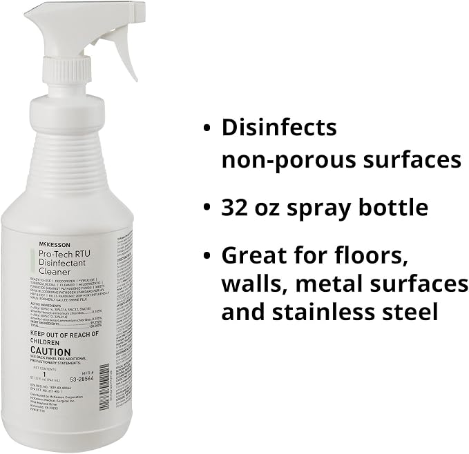 McKesson Pro-Tech Surface Disinfectant Cleaner, Ready to Use - Floral Scent, Trigger Spray Bottle, 32 oz, 1 Count, 1 Pack