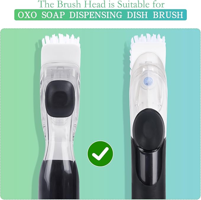 New Brush Refills for OXO New Soap Dispensing Dish Brush - 4 Pack Dish Brush Cleaning Soap Dispensing Head Replacement for Scrubber