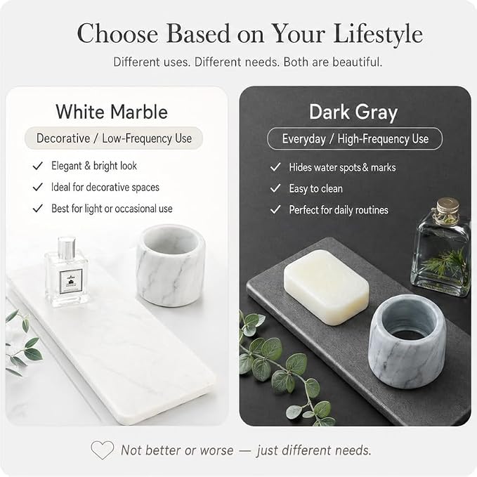 2PCS Water Absorbing Stone Drying Tray for Kitchen Counter & Bathroom Sink, Diatomite Faucet Splash Guard, Soap Dispenser Rack & Sponge Holder Caddy Organizer, Marble White (Printed Pattern), 9"x 3.5"
