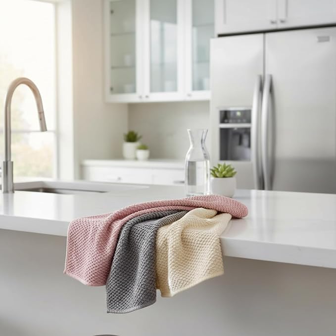 Solyra Non-Toxic Microfiber Kitchen Cleaning Cloths, 6 Pack, 12 x 12 in | OEKO-TEX Certified, Safe for Family & Pets, Lint-Free Kitchen Rags for Counters, Bath & Car