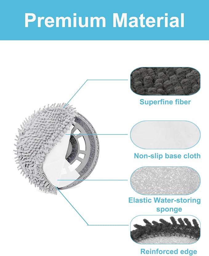 12 Pack Mop Pads for Dreame L10/L10s/L30/L30s/L40/L50/L60/X30/X40/X50/X60 | Washable Reusable High Density Microfiber Mopping Pads, Strong Absorption, Tool-Free Install, Durable Deep Cleaning Mop Cloth