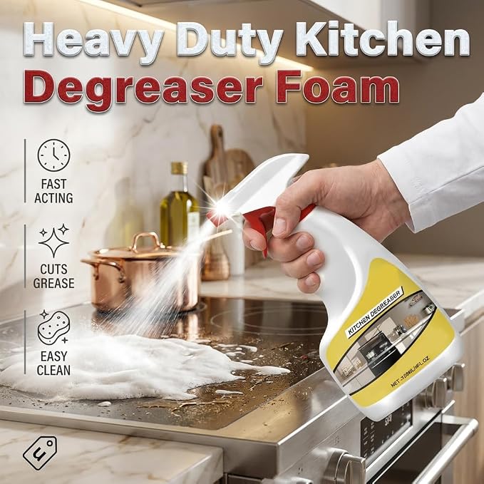 Degreaser Cleaner Heavy Duty Spray, Heavy Oil Clean Up Kitchen Stains Sprays, All-Purpose Kitchen Cleaner Spray Cuts Through Baked-On Grease on Ovens Stove Tops Grills for Oil (1)
