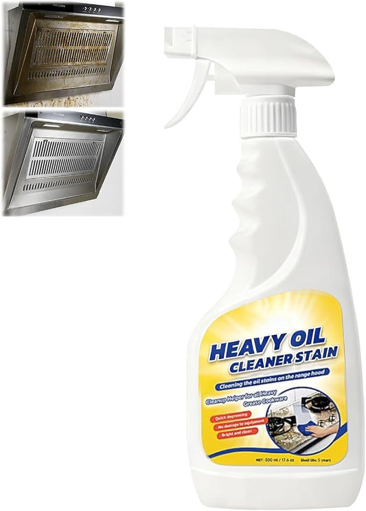 Heavy Oil Cleaner Stain, Multi-Purpose Cleane- 500ml Effective Multi-Purpose Cleaner, Heavy Oil Cleane with Spray Nozzle Spray & Towel for Kitchen, Household, Oven, Stove, Range Hood, Sink