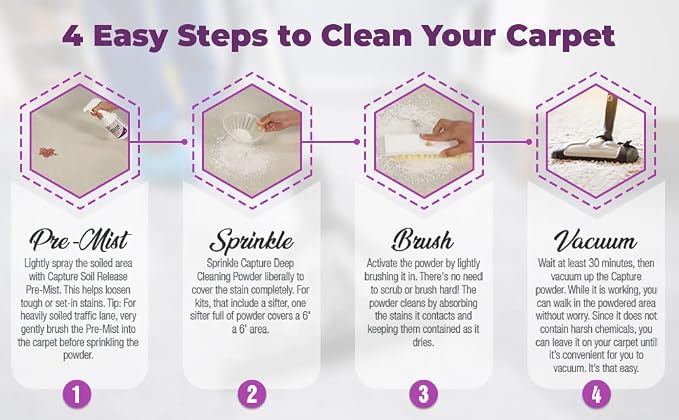 Capture Carpet & Rug Dry Cleaner w/Resealable lid (4 Pound) and Capture Pre-Mist Soil Release Carpet Cleaning Pre Spray (2 Pack) Bundle