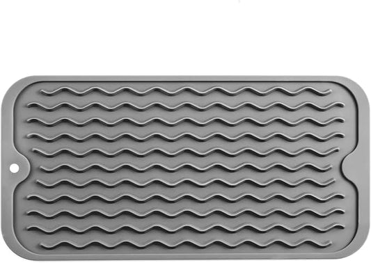 MicoYang Silicone Dish Drying Mat for Multiple Usage,Easy clean,Eco-friendly,Heat-resistant Silicone Mat for Kitchen Counter or Sink,Refrigerator or Drawer Liner Grey S 12 inches x 6 inches
