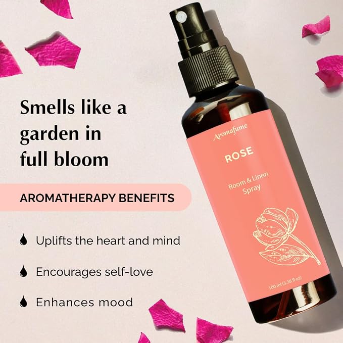Rose Air Freshener Spray for Room, Linen & Pillow 100ml by Aromafume | Made with Pure Rose Essential Oil | Aromatherapy Spray to Comfort and Unwind | Mist for Bedding, Fabrics