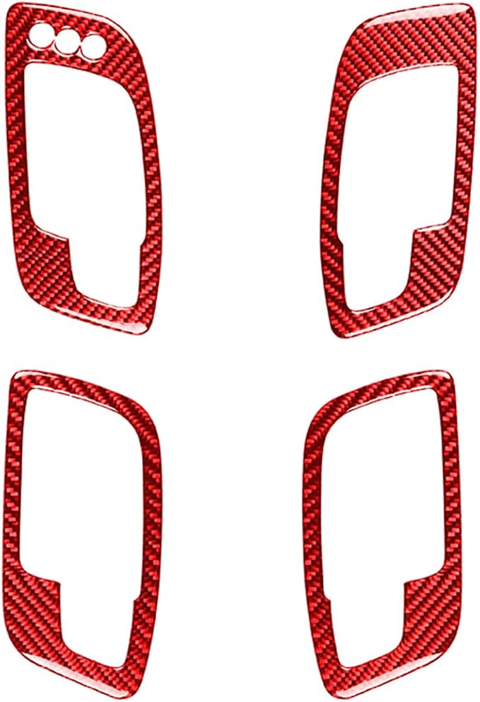 Door Handle Trim Fit for Dodge Charger/Chrysler 300 2011-2023 | Real Carbon Fiber | Accessories | Door Handle Surround Trim Stickers | Anti-scratch | Self-adhesive | Red