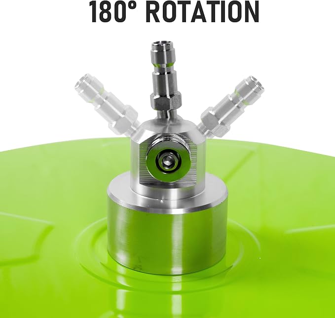 14" Pressure Washer Surface Cleaner with 4 Wheels, Coated Green Stainless Steel Power Washer Surface Cleaner for Driveway Sidewalk Patio, 1/4" Quick Connector 2 Extension Wand, 4000 PSI
