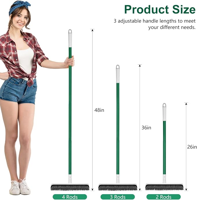 SetSail Floor Scrub Brush, Scrub Brush with Long Handle, White Green | 2 in 1 Scraper Brush Stiff Bristle Floor Scrubber for Cleaning Bathroom Shower Kitchen Garage Deck Tile Tub