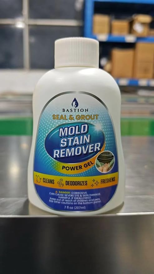 Bastion Mold Stain Remover Power Gel Cleaner Heavy Duty Cleaning Solution for Front Loader Washing Machine Seal, Bathroom Grout, Shower, Caulk (7 fl oz)