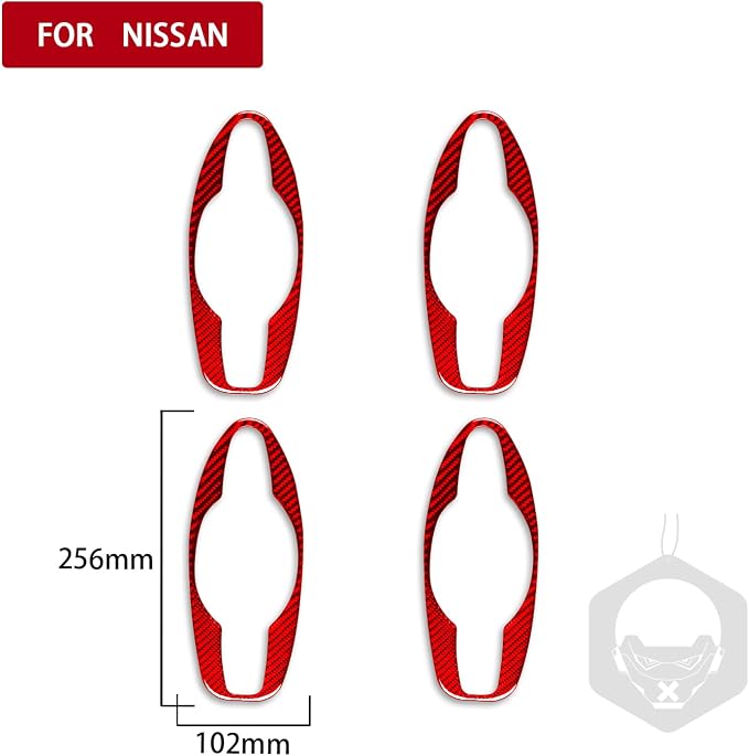 Red Real Carbon Fiber Trim for Nissan Rogue Accessories | for 2014-2020 / Rogue Sport 2017-2022 Door Pull Handle Sticker Exterior Thick Overlay Decal