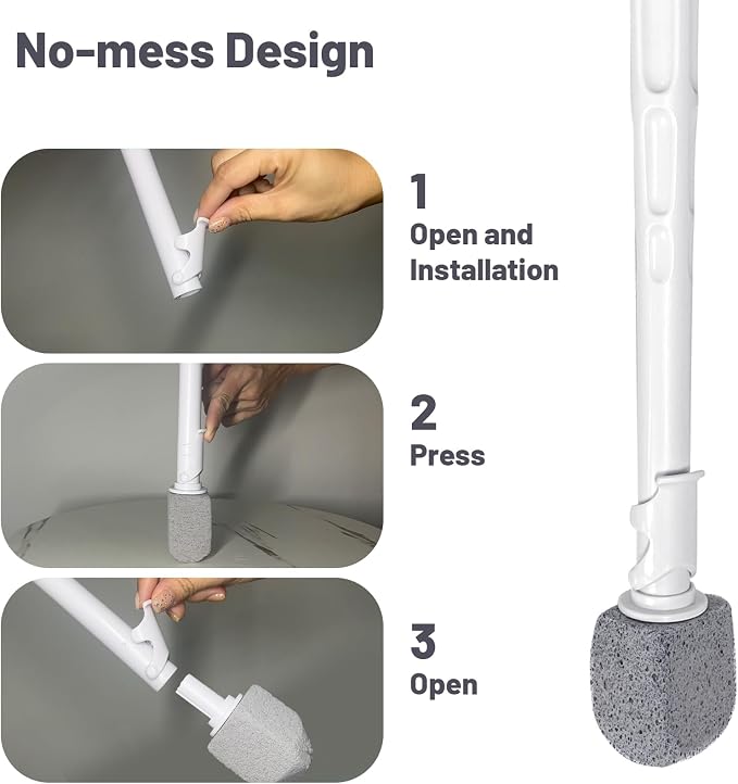 Upgrade Pumice Stone Toilet Bowl Cleaner with 16.7Inch Long Handle