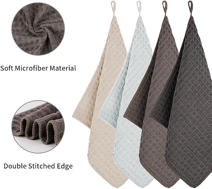 watchget Barista Microfiber Cloths 4 Pack (12"x12") | Professional Cleaning Towels for Espresso Machines, Steam Wands & Countertops Essential Coffee Bar Accessories
