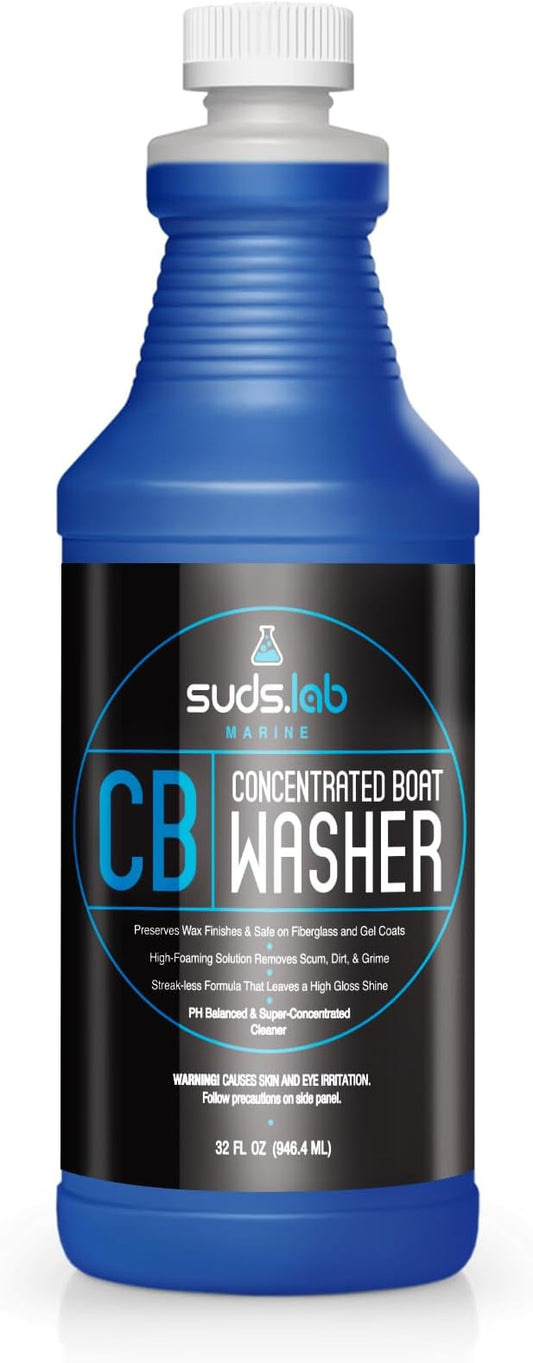 Suds Lab Marine CB Boat Cleaner - High-Foaming Formula for Fiberglass & Gel Coats - Streak-Free Shine, 32 oz.
