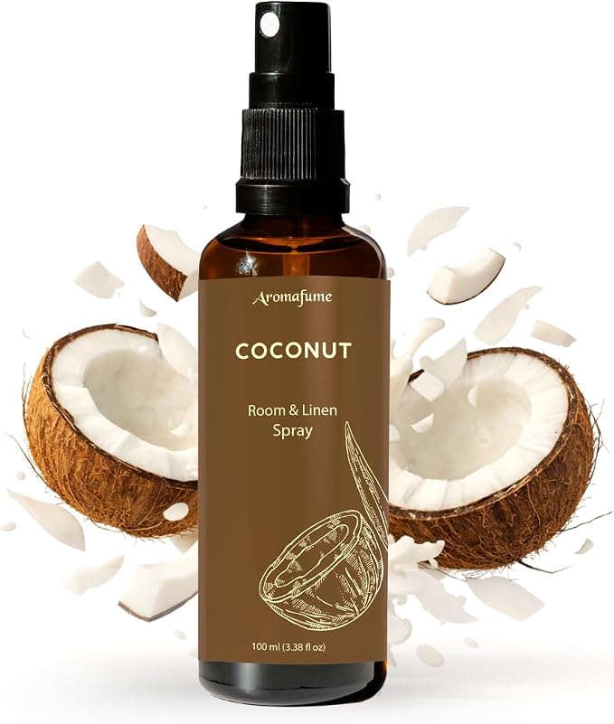 Coconut Air Freshener Spray for Room, Linen & Pillow 100ml by Aromafume | Made with Pure Coconut Essential Oil | Aromatherapy Spray to Calm and Soothe | Mist for Bedding, Fabrics