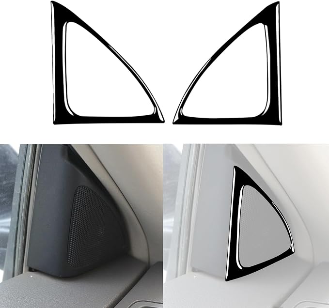 Glossy Bright Piano Black Car Inner Door Panel Loudspeaker Horn Speaker Triangle Frame Sticker Interior Trim Compatible with Toyota Corolla 2009 2010 2011 2012 2013 Auto Trim Accessories