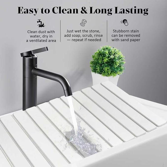 Extral Large Stone Dish Drying Mats for Kitchen Counter, 28"(L)×16"(W) Quick Dry Dish Drying Mat, Collapsible Eco-Friendly Absorbent Diatomaceous Earth Mat for Dishes Cups, Match Any Countertop