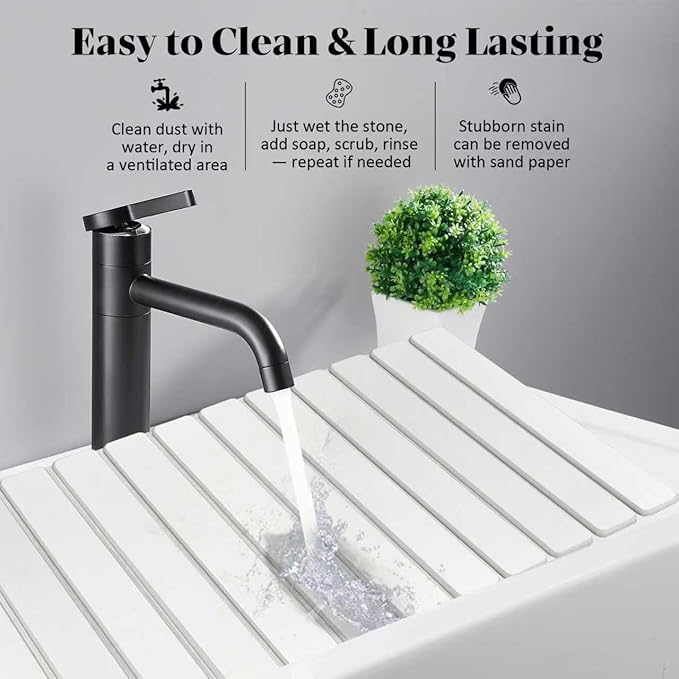 Extral Large Stone Dish Drying Mats for Kitchen Counter, 28"(L)×16"(W), Collapsible Quick Drying Dish Mats, Eco-Friendly Absorbent Diatomaceous Earth Mat for Dishes Cups Bottles, Match Any Countertop