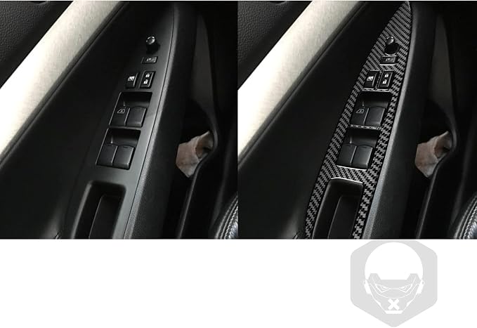 Real Carbon Fiber Trim for Infiniti Accessories | for G37 G25 Q60 Q40 X S Sedan 2008-2015 2009 2010 2011 2012 2013 2014 Window Lift Switch Panel Thick Overlay Decal - B