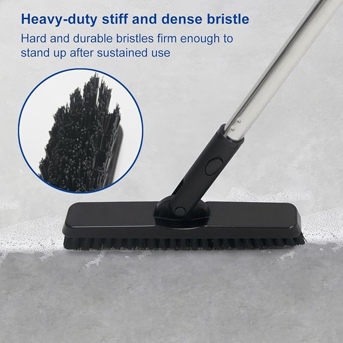 CELOX Tile Grout Brush with Long Handle, Grout Cleaner Brush for Tile Floors, for Shower Tile, for Cleaning Grout, Matte Black