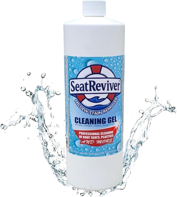 Marine Mildew Stain Remover for Boat Seats, Vinyl & Plastic | Light Gel That Clings Longer | Fast-Acting | No Scrub | 32oz