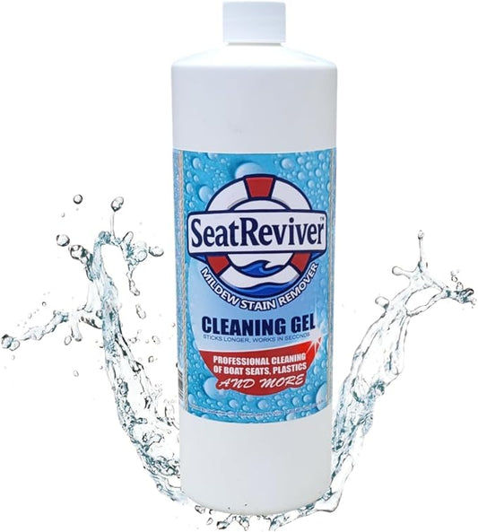 Marine Mildew Stain Remover for Boat Seats, Vinyl & Plastic | Light Gel That Clings Longer | Fast-Acting | No Scrub | 32oz