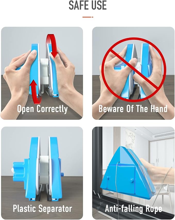 Double Side Magnetic Window Cleaner,Adjustable Magnetic Double Window Glass Wiper Glider Washing Brush Equipment Cleaning Brush Wiper Tools for High-Rise and Car Glazed Windows Thickness 4-30mm | Window Cleaning Tool For Outside Glass, With 98" Hand-Ti...