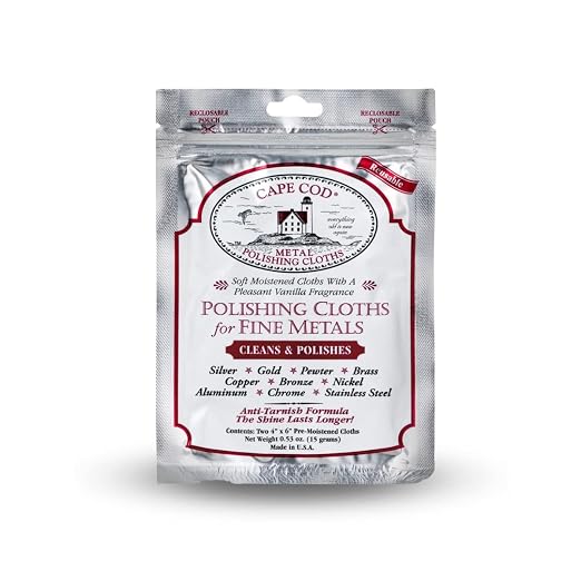 Cape Cod Polishing Cloths for Fine Metals | Jewelry Cleaner and Tarnish Remover | Silver Polishing to a Brilliant Shine | (1) Foil Pack of (2) 4 x 6 Cloths