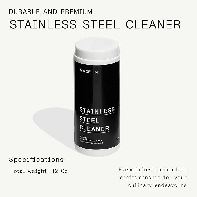 Made In Cookware - Stainless Steel Cleaner - Environmentally Safe Stainless Steel Cleaner for Polishing and Cleaning Pots and Pans - Crafted in USA - 12oz Powder