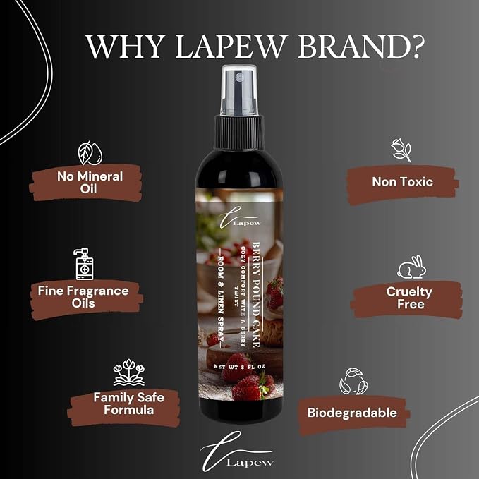 Lapew Room & Linen Spray | Fragrance Mist for Home, Car & Office | Fabric & Air Freshener | Neutralizing Mist | Made in USA | Berry Pound Cake