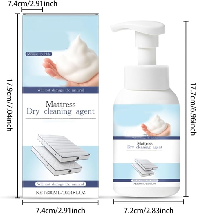 Mattress Cleaner and Stain Remover, Powerful Mattress Dry Cleaning Foam, No-Scrub Gentle Cleaner Spray for Bed, Couch, Carpet & Upholstery, Car Seat& Rugs (2)