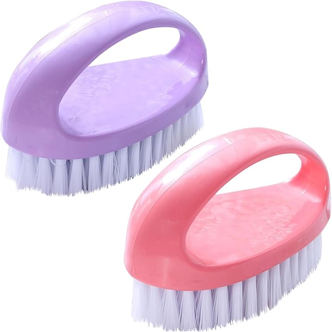 Scrubbing Brushes for Cleaning Small Scrub Brush with Nylon Stiff Bristles | 2 Pack Heavy-Duty Scrubber Cleaner Brush Multi-Purpose Cleaning Brush for Bathroom,Showe,Sink,Kitchen,Bathtub,Floor -Compact