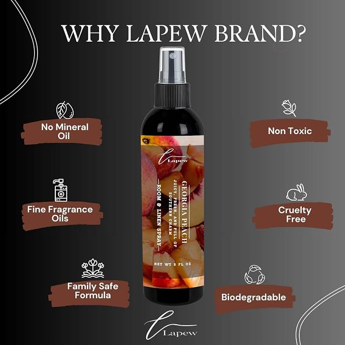 Lapew Room & Linen Spray | Fragrance Mist for Home, Car & Office | Fabric & Air Freshener | Neutralizing Mist | Made in USA | Georgia Peach