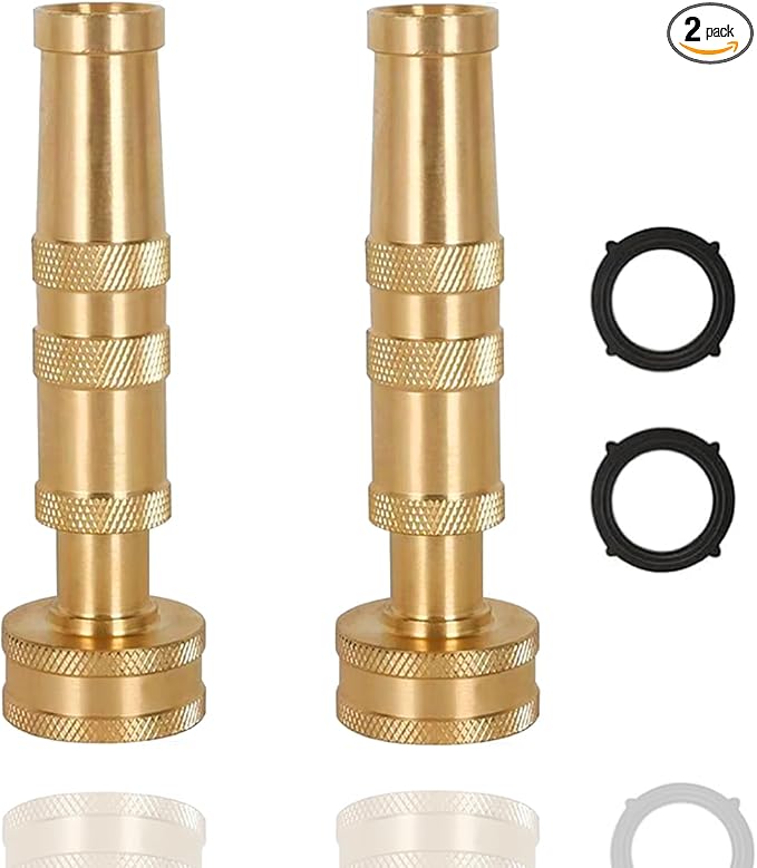 High-Pressure Brass Adjustable Twist Nozzle, Garden Hose Heavy Duty Nozzle Sprayer for Car Washing, Cleaning,Patio, Lawn,2-Pack ﻿