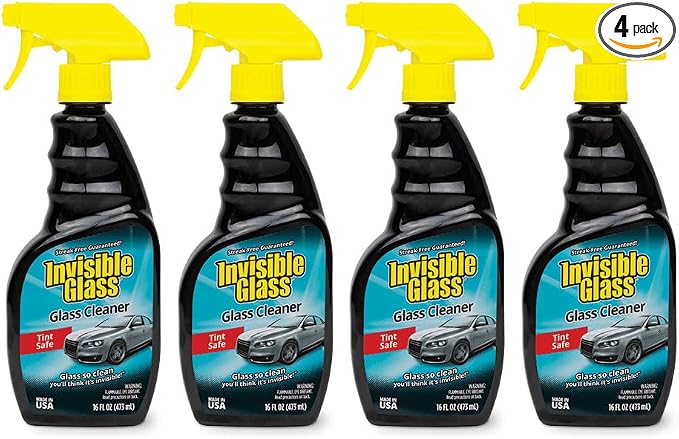 Invisible Glass 92163-4PK Premium Glass Cleaner Spray for Car Windshields and Windows – Automotive and Home Window Cleaner – Streak-Free, Ammonia-Free, Tint-Safe – 16 fl oz (Pack of 4)
