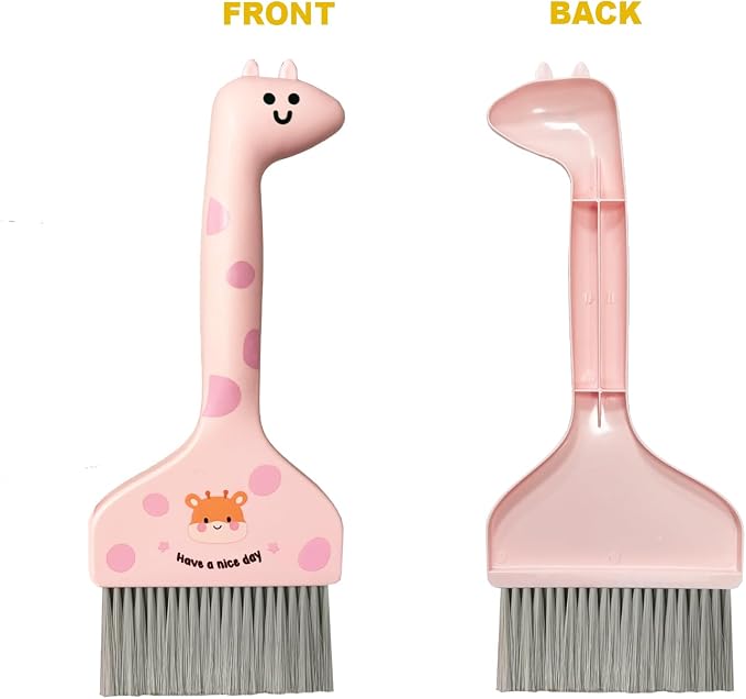 Mini Broom and Dustpan Set Cartoon Small Broom with Dustpan Combo Set Cute Cleaning Kit for Home Office Floor (Pink)